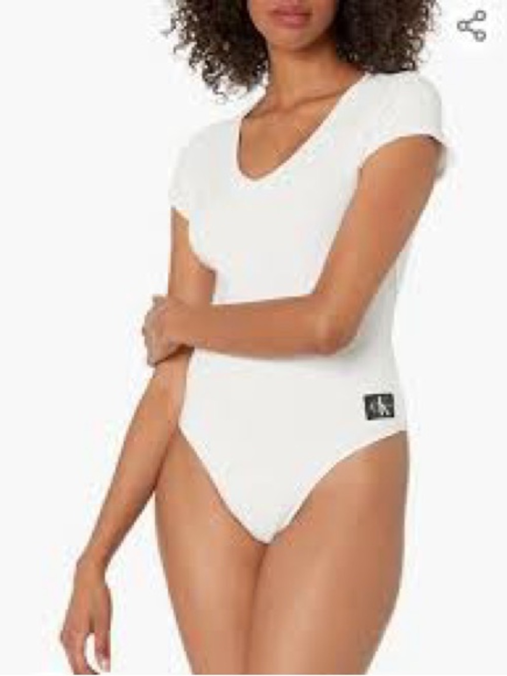 Calvin Klein Jeans White V-Neck Short Sleeve Bodysuit NWT